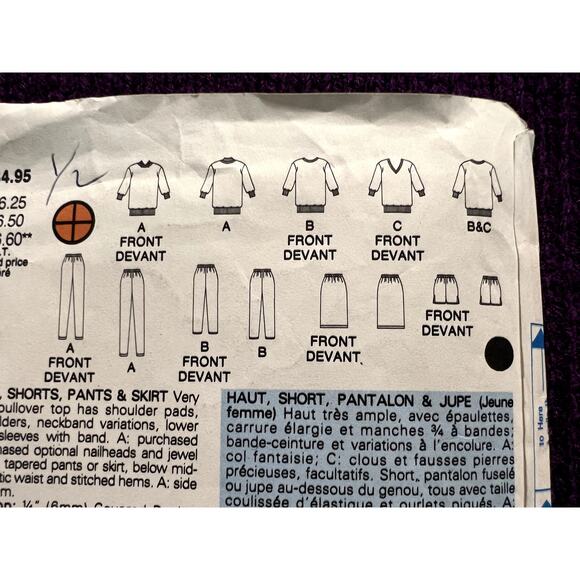 Butterick 5602 pattern sweatshirt oversized shorts skirt pants size Large - Picture 4 of 8